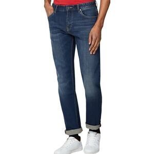 Ben Sherman ROD Jeans Straight Leg Slim Fit Mid-Rise Whiskering Dark Wash 31/34